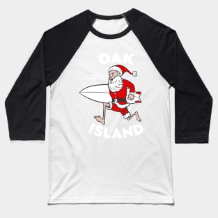 Oak Island, NC Christmas Vacationing Skiing Santa Baseball T-Shirt